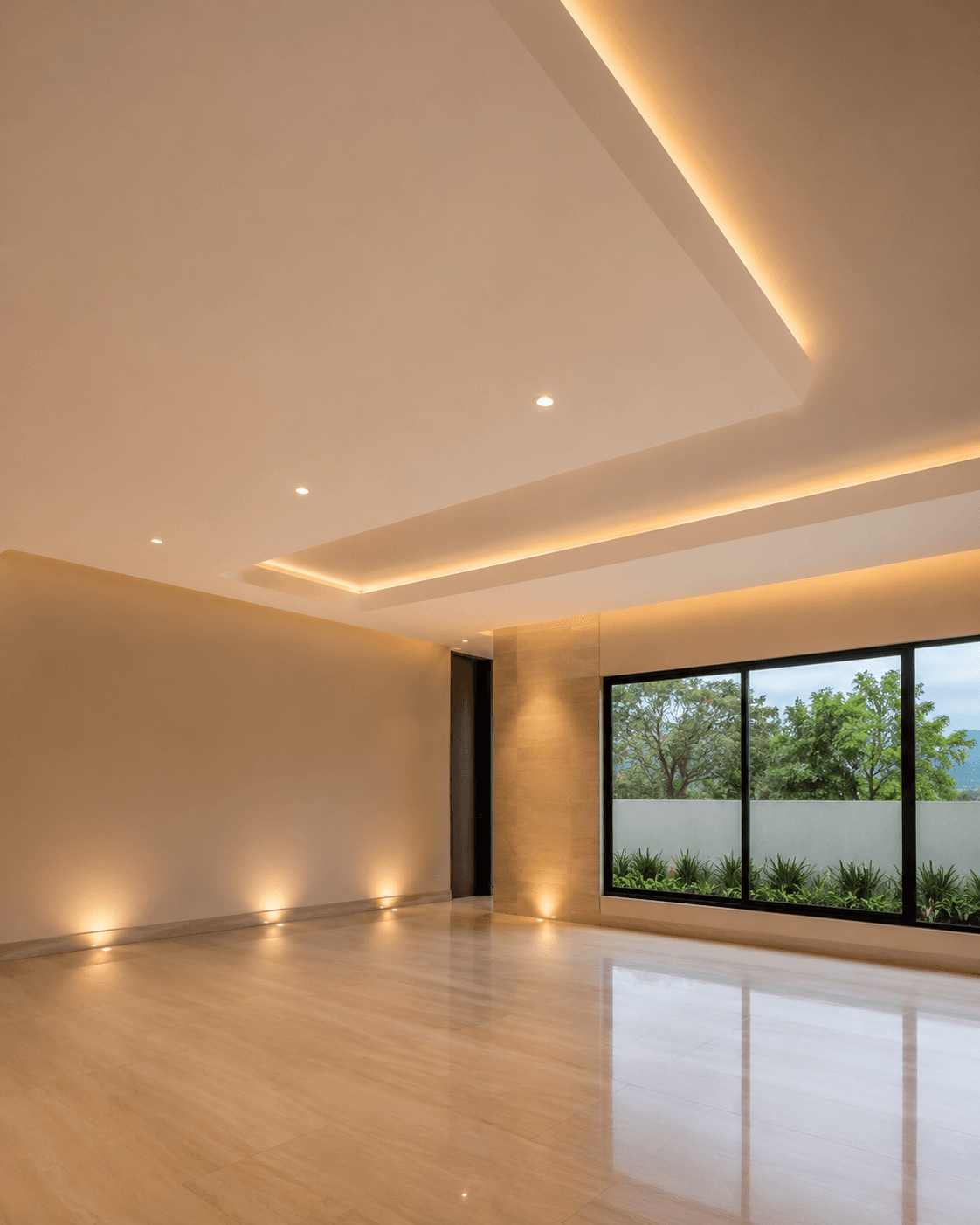 Cielo de tabla roca con cove lighting integrado · Grupo Novare